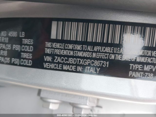 ZACCJBDTXGPC86731 Jeep Renegade Limited