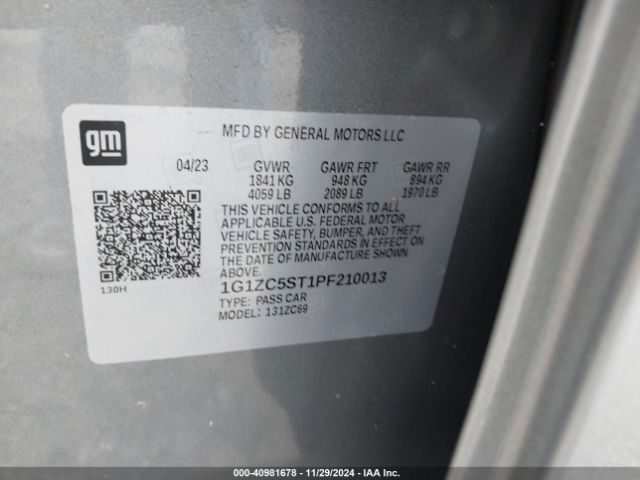 1G1ZC5ST1PF210013 Chevrolet Malibu Fwd 1fl