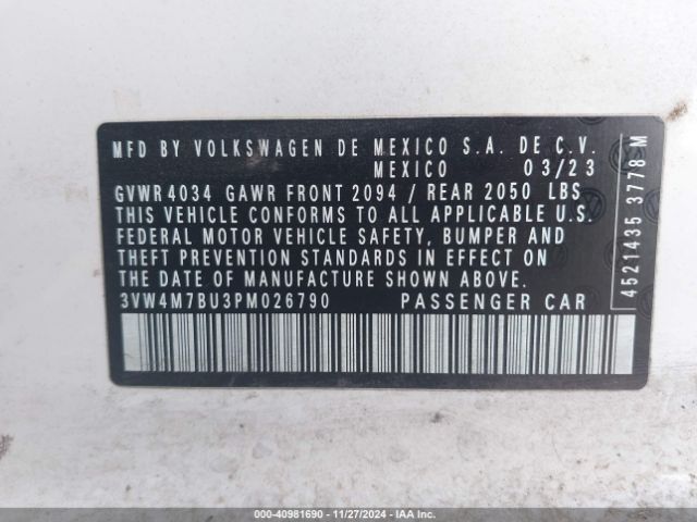 3VW4M7BU3PM026790 Volkswagen Jetta 1.5t S