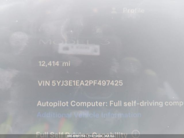 5YJ3E1EA2PF497425 Tesla Model 3 Rear-wheel Drive
