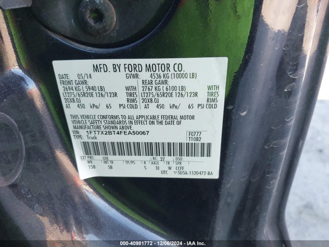 Ford F-250 Lariat 2015 1FT7X2BT4FEA50067 Image 9