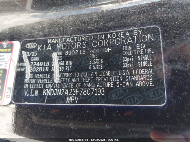 KIA Soul 2015 KNDJN2A23F7807193 Image 9