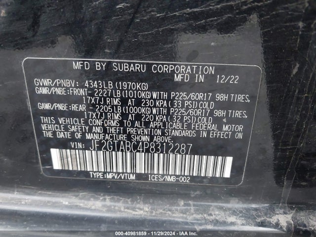 JF2GTABC4P8312287 Subaru Crosstrek