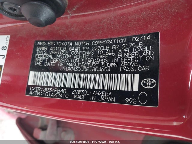 Toyota Prius Two 2014 JTDKN3DU8E1804654 Image 9