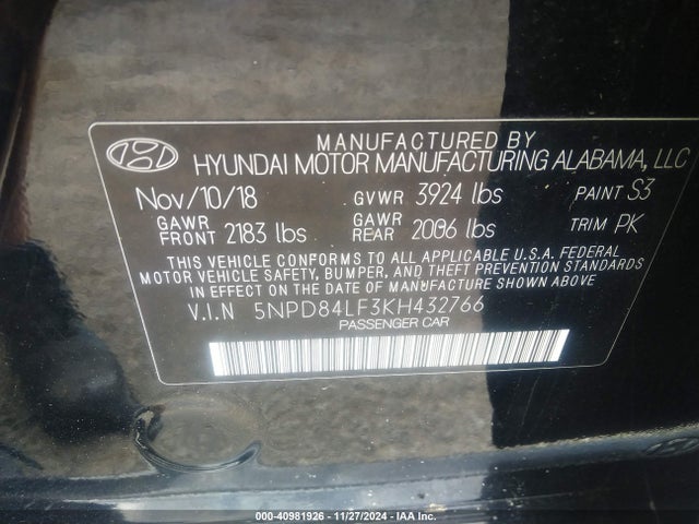 Hyundai ELANTRA SEL 2019 5NPD84LF3KH432766 Image 9