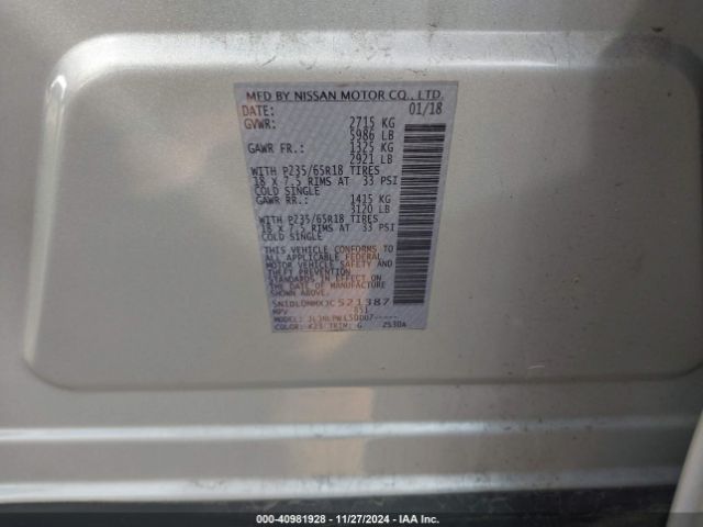 5N1DL0MMXJC521387 Infiniti QX60