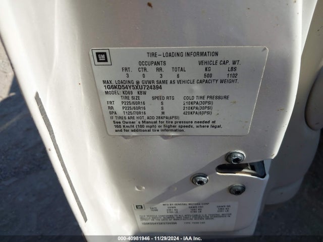 1999 CADILLAC DEVILLE 1G6KD54Y5XU724394 Photo 8