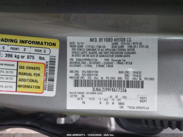 3LN6L2J99FR617556 Lincoln MKZ
