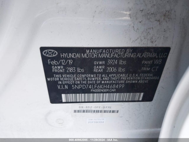 Hyundai ELANTRA SE 2019 5NPD74LF6KH468499 Image 9