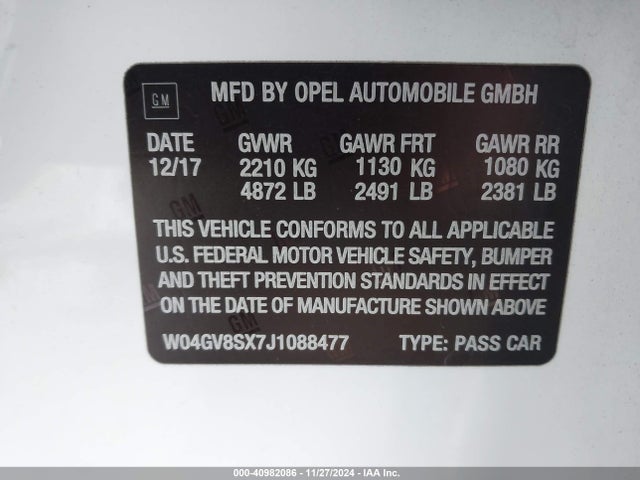 W04GV8SX7J1088477 Buick Regal Tourx Essence