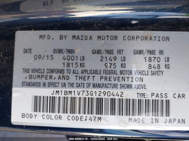 JM1BM1V73G1290442 Mazda Mazda3 I Touring