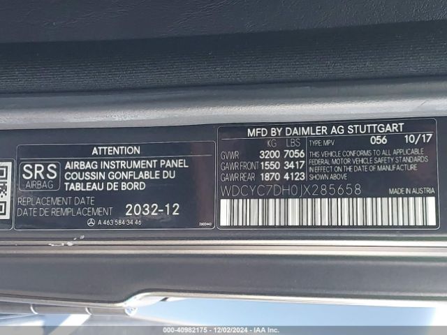 2018 MERCEDES-BENZ AMG G 63 WDCYC7DH0JX285658 Photo 8