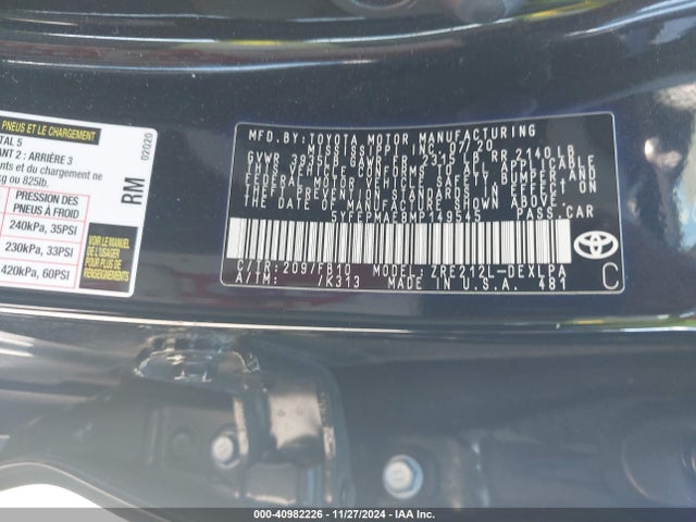 Toyota COROLLA LE 2021 5YFEPMAE8MP149545 Image 9