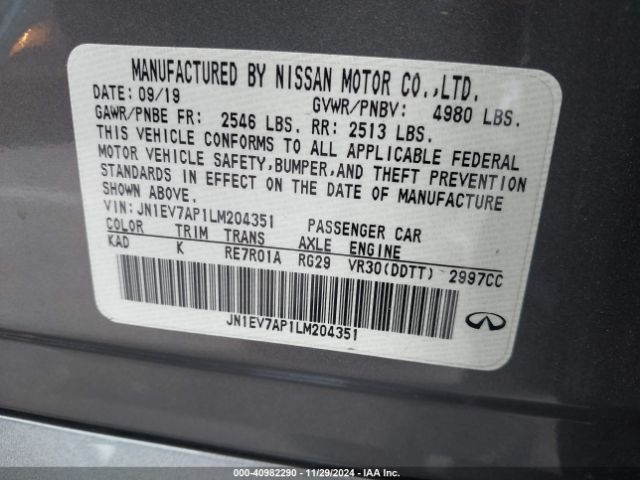 JN1EV7AP1LM204351 Infiniti Q50 SPORT
