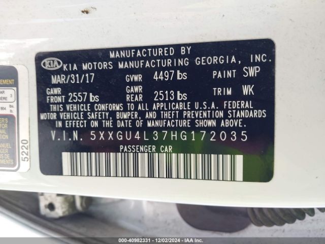 5XXGU4L37HG172035 KIA OPTIMA EX