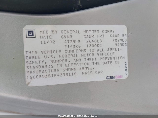 1993 CADILLAC 60 SPECIAL 1G6CB53B1P4238110 Photo 8