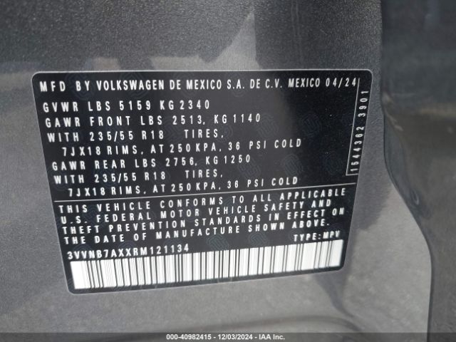 3VVNB7AXXRM121134 Volkswagen Tiguan 2.0t Se/wolfsburg Edition