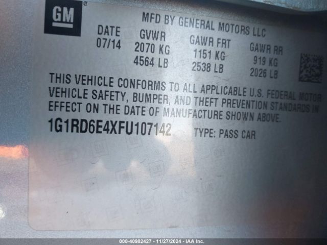 1G1RD6E4XFU107142 Chevrolet Volt