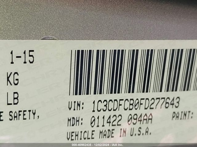1C3CDFCB0FD277643 Dodge Dart Limited