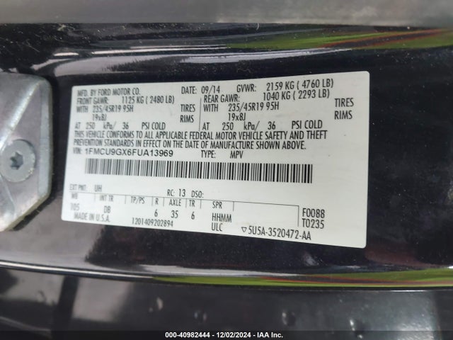 Ford ESCAPE SE 2015 1FMCU9GX6FUA13969 Image 9