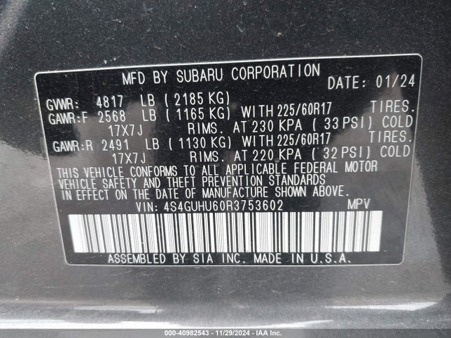 4S4GUHU60R3753602 Subaru Crosstrek Wilderness