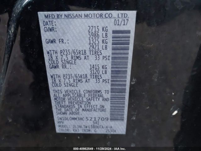5N1DL0MM3HC521709 Infiniti QX60