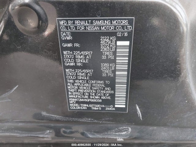 Nissan ROGUE SV 2016 KNMAT2MV6GP668058 Image 9