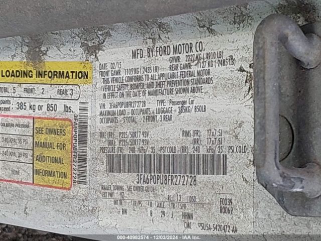 3FA6P0PU8FR272728 Ford Fusion Energi Se Luxury