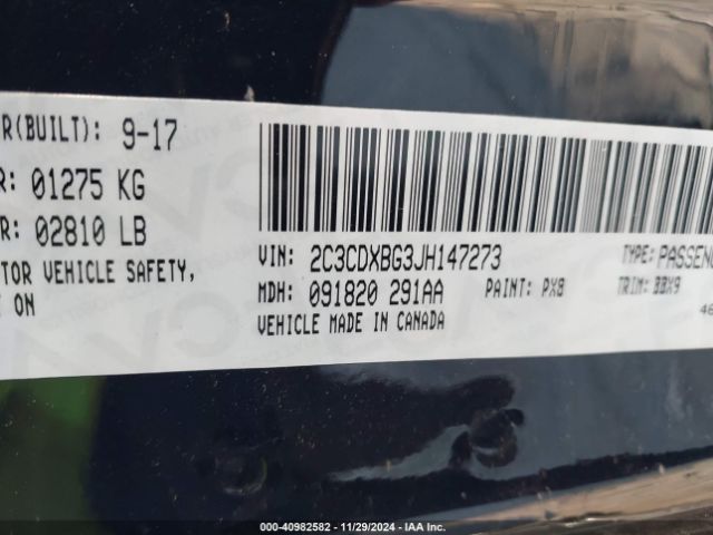 2C3CDXBG3JH147273 Dodge Charger Sxt Rwd