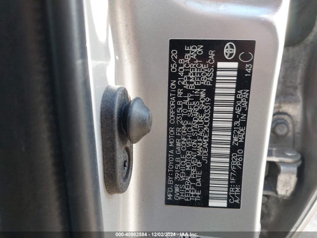 Toyota Corolla Hybrid Le 2021 JTDEAMDE2MJ003319 Image 9