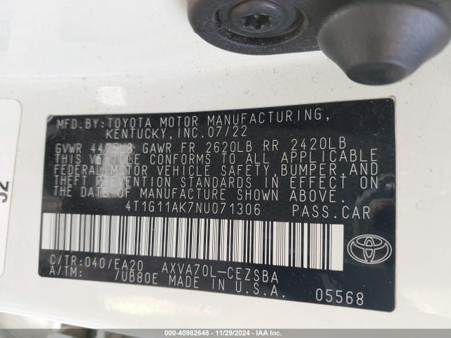 Toyota CAMRY SE 2022 4T1G11AK7NU071306 Image 9