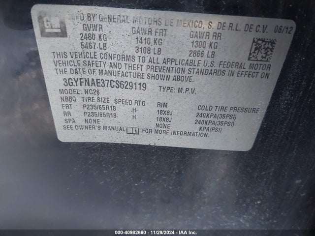 2012 CADILLAC SRX 3GYFNAE37CS629119 Photo 8