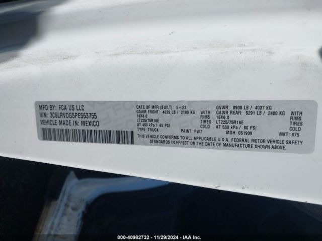 3C6LRVDG5PE563755 RAM Promaster 2500 High Roof 159 Wb