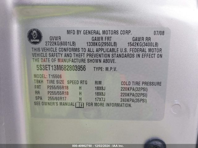 2008 SAAB 9-7X 5S3ET13M682803956 Photo 8