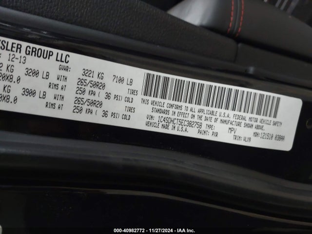1C4SDHCT5EC382758 Dodge Durango R/t