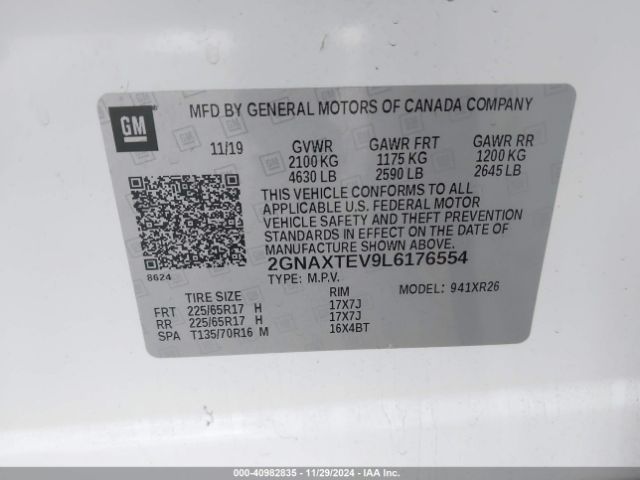 2GNAXTEV9L6176554 Chevrolet Equinox Awd 2fl