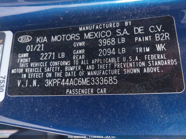 3KPF44AC6ME333685 KIA FORTE GT