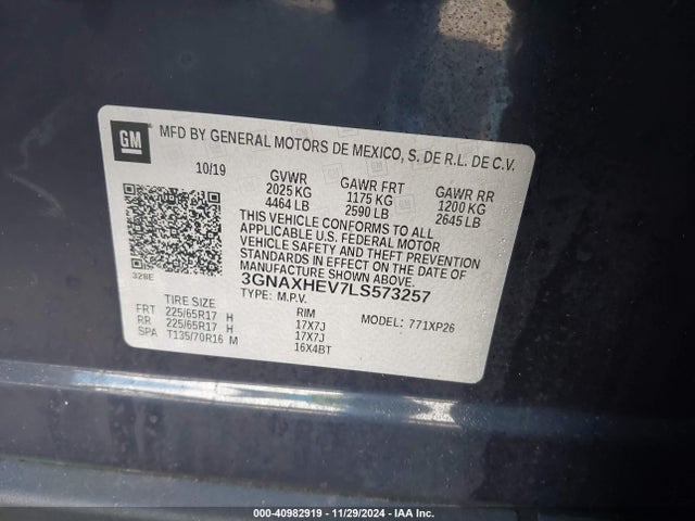 3GNAXHEV7LS573257 Chevrolet Equinox Fwd Ls