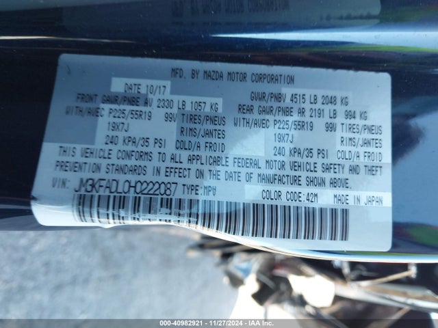 JM3KFADL0H0222087 Mazda CX-5