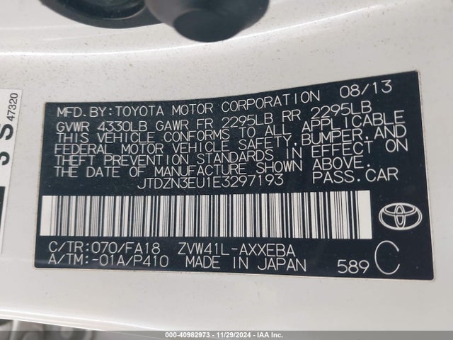 Toyota Prius V Two 2014 JTDZN3EU1E3297193 Image 9