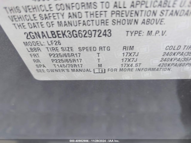 Chevrolet EQUINOX LS 2016 2GNALBEK3G6297243 Image 9