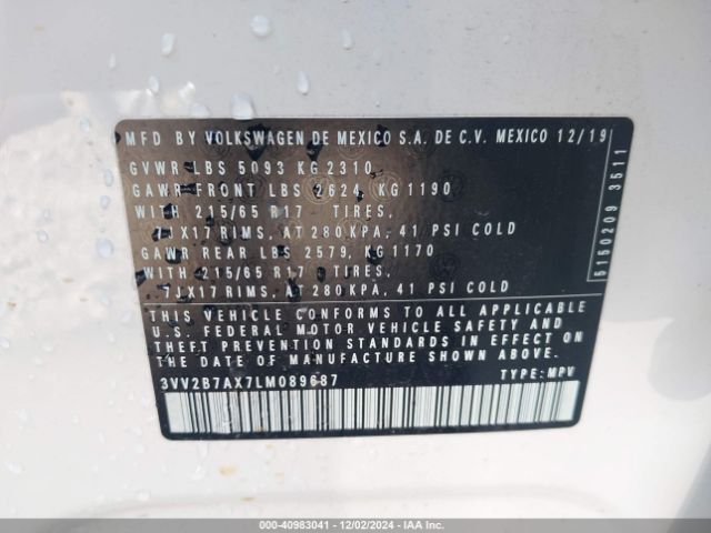 2020 VOLKSWAGEN TIGUAN 3VV2B7AX7LM089687 Photo 8