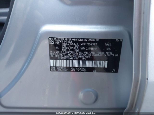 2T3ZFREV2JW461681 Toyota RAV4 LE