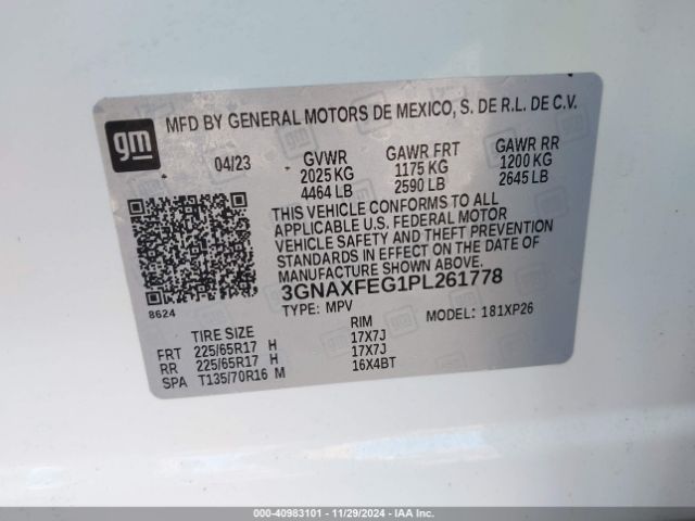2023 CHEVROLET EQUINOX 3GNAXFEG1PL261778 Photo 8