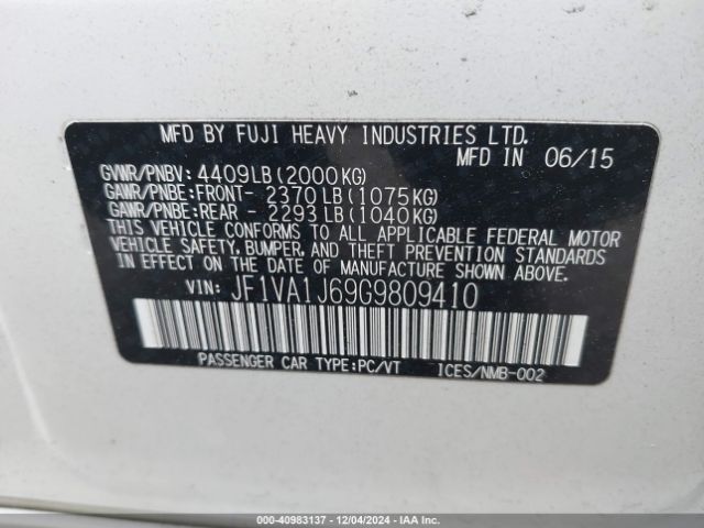 JF1VA1J69G9809410 Subaru Wrx Limited