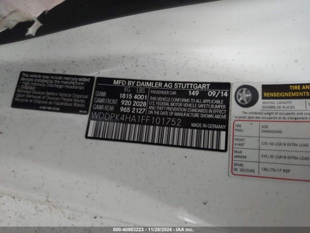 WDDPK4HA1FF101752 Mercedes-Benz SLK 250