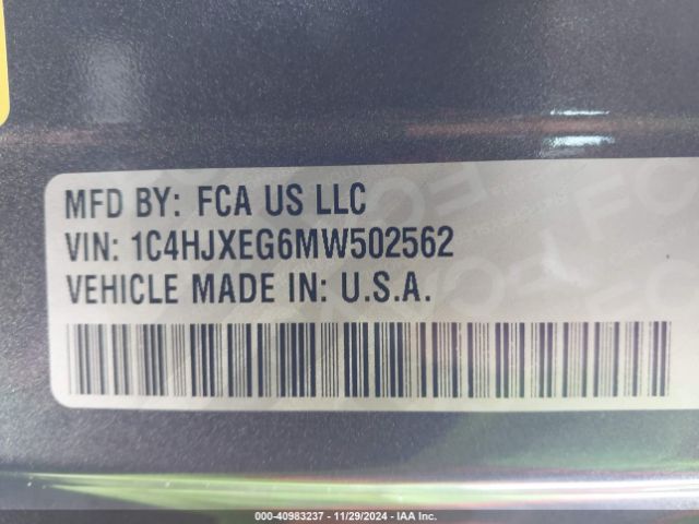1C4HJXEG6MW502562 Jeep Wrangler Unlimited Sahara 4x4