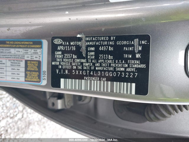 KIA Optima Lx 2016 5XXGT4L31GG073227 Image 9