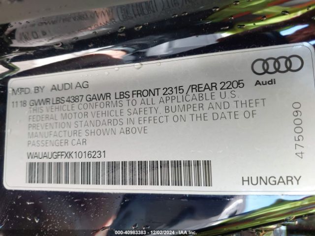 WAUAUGFFXK1016231 Audi A3 40 Premium/40 Titanium Premium