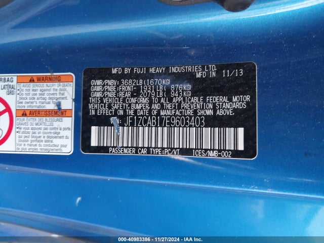 Subaru Brz Premium 2014 JF1ZCAB17E9603403 Image 9